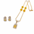 Yellow stone & pearl pendant necklace and earrings jewellery set gold-toned chain, crystal accents, beaded necklaces.