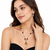 Pearl and ruby beaded necklace and earrings jewellery set gold-tone chain, drop earrings included, ruby & pearl pendant.