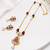 Pearl and ruby beaded necklace and earrings jewellery set gold-tone chain, drop earrings included, ruby & pearl pendant.