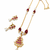 Pearl and ruby beaded necklace and earrings jewellery set gold-tone chain, drop earrings included, ruby & pearl pendant.