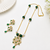 Green beaded gold-tone pendant necklace & earrings set pearl accents, floral cz pendant, adjustable chain, ethnic wear