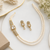 Pearl double strand necklace & earrings set with cz stone drop earrings included, bridal jewellery, cz solitaire pendant
