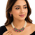 Pearl strand necklace set with ruby & emerald stones, gold-tone multi-strand pearls, cz accents, traditional design.