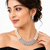 Pearl & crystal zirconia necklace and earrings jewellery set, cz stone pendant, bridal wear, silver-tone finish.