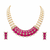 Ruby & pearl double strand necklace set with earrings cz stone accents, gold-tone finish, double strand pearls.