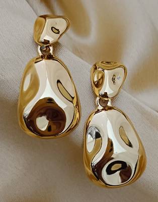 18k gold plated stainless steel anti tarnish cz hammered designer earrings set 1