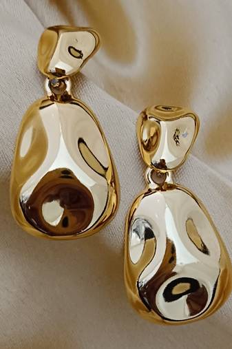 18k gold plated stainless steel anti tarnish cz hammered designer earrings set
