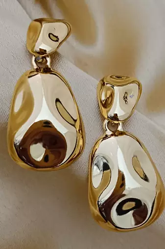 18k gold plated stainless steel anti tarnish cz hammered designer earrings set