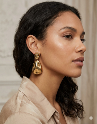 18k gold plated stainless steel anti tarnish cz hammered designer earrings set 2