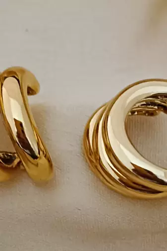 18k gold plated stainless steel anti tarnish 3 line earrings set