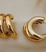 18k gold plated stainless steel anti tarnish 3 line earrings set