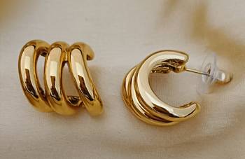 18k gold plated stainless steel anti tarnish 3 line earrings set 2