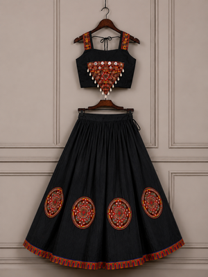 Black mirror silk girls navratri chaniya choli set 4
