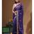Dark blue supernet with embroidery saree with blouse piece