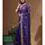 Dark blue supernet with embroidery saree with blouse piece
