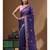 Dark blue supernet with embroidery saree with blouse piece