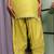 Lightt Parrot Green Color Lace Touchup Cotton Kurti Pant Set