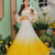 white yellow ombre organza haldi lehenga choli set