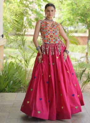 Rani Cotton Navratri Readymade Lehenga Choli with Thread Embroidery Work 3