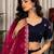 Navy Silk Blend Navratri Readymade Lehenga Choli with Thread Embroidery Work