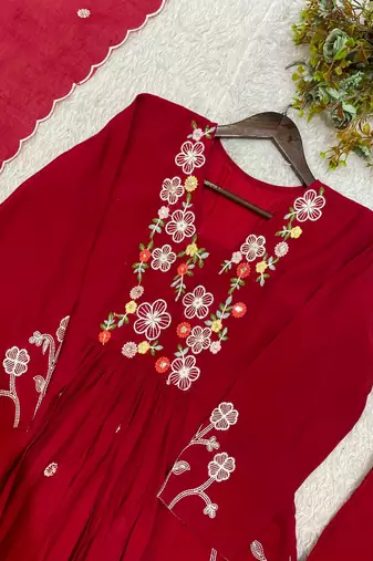 Rani Pink Color Sequnce Embroidery Chanderi Salwar Suit