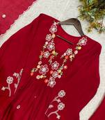 Rani Pink Color Sequnce Embroidery Chanderi Salwar Suit