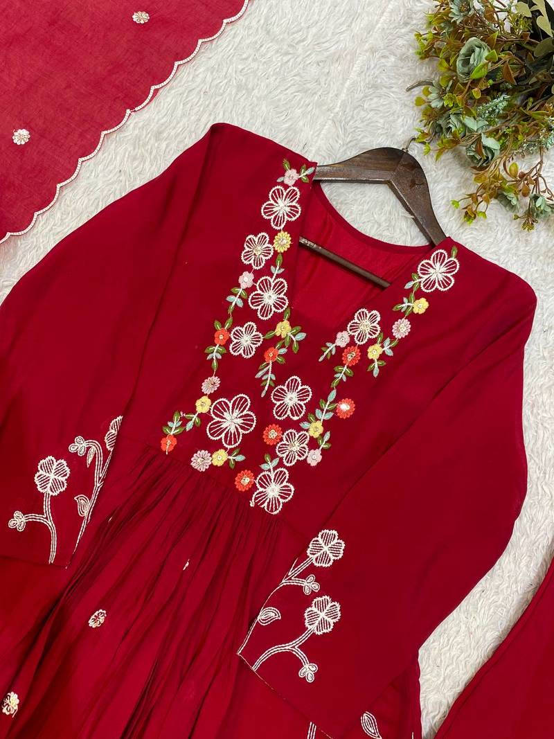 Rani Pink Color Sequnce Embroidery Chanderi Salwar Suit