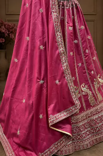 magenta color Sequins and Zari Embroidery and Thread work silk blend Lehenga Choli set
