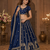 navy blue color Sequins and Zari Embroidery and Thread work silk blend Lehenga Choli set