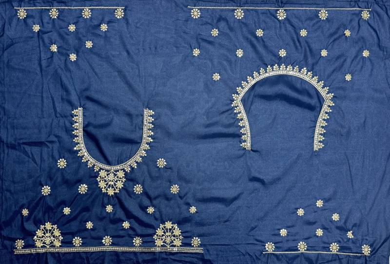 navy blue color Sequins and Zari Embroidery and Thread work silk blend Lehenga Choli set