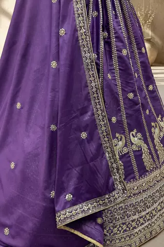 purple color Sequins and Zari Embroidery and Thread work silk blend Lehenga Choli set