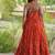 faux georgette laheriya print gown with kutchi patch work  12 meter flair sleeveless navratri garba gown 
