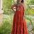 faux georgette laheriya print gown with kutchi patch work  12 meter flair sleeveless navratri garba gown 