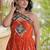 faux georgette laheriya print gown with kutchi patch work  12 meter flair sleeveless navratri garba gown 