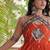 faux georgette laheriya print gown with kutchi patch work  12 meter flair sleeveless navratri garba gown 