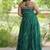 faux georgette laheriya print gown with kutchi patch work  12 meter flair sleeveless navratri garba gown 