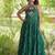 faux georgette laheriya print gown with kutchi patch work  12 meter flair sleeveless navratri garba gown 