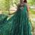 faux georgette laheriya print gown with kutchi patch work  12 meter flair sleeveless navratri garba gown 