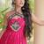 faux georgette laheriya print gown with kutchi patch work  12 meter flair sleeveless navratri garba gown 
