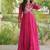 bandhani print faux georgette gown with kutchi patch work  12 meter flair  full sleeves  navratri & garba wear 