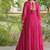 bandhani print faux georgette gown with kutchi patch work  12 meter flair  full sleeves  navratri & garba wear 