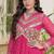 bandhani print faux georgette gown with kutchi patch work  12 meter flair  full sleeves  navratri & garba wear 