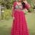 faux georgette bandhani print gown with kutchi patch work  12 meter flair full sleeves navratri festive gown 