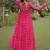 faux georgette bandhani print gown with kutchi patch work  12 meter flair full sleeves navratri festive gown 