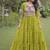 faux georgette bandhani print gown with kutchi patch work  12 meter flair full sleeves navratri festive gown 