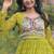 faux georgette bandhani print gown with kutchi patch work  12 meter flair full sleeves navratri festive gown 