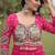 faux georgette bandhani print gown with kutchi patch work  12 meter flair full sleeves navratri festive gown 