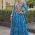 faux georgette bandhani printed gown with kutchi patch work  12 meter flair full sleeves festive ethnic gown 
