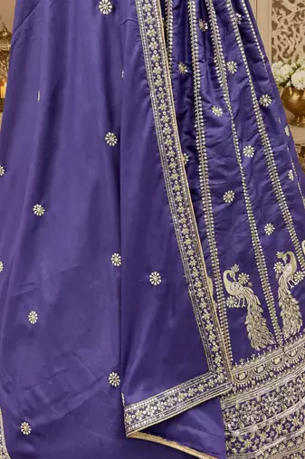 Royal Blue color Sequins and Zari Embroidery and Thread work silk blend Lehenga Choli set