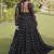 faux georgette bandhani print gown with kutchi patch work  12 meter flair full sleeves navratri festive gown 